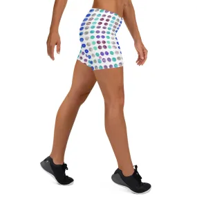 Watercolor Polka Dots Women's Shorts, Designer Dotted Short Gym Tights-Made in USA/EU