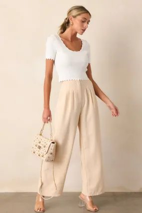 Windy Night Beige Wide Leg Pants