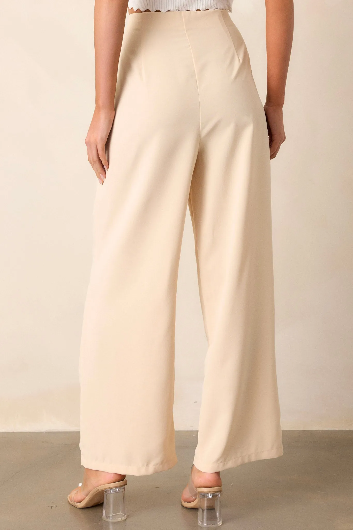 Windy Night Beige Wide Leg Pants