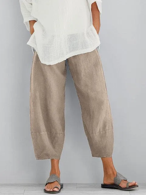 Women Wide Leg Cotton Capri Pants