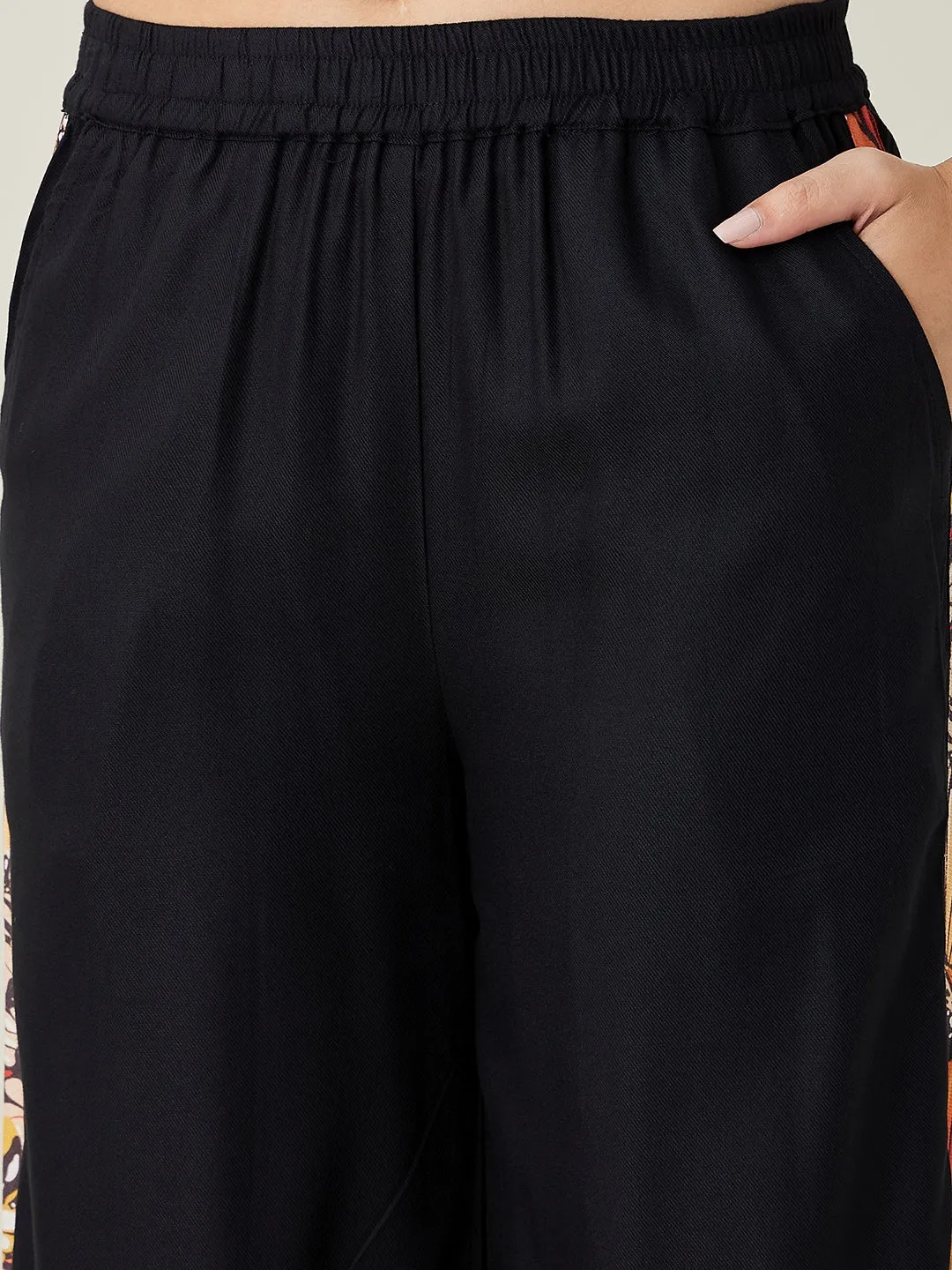 women's Black Flutter Printed Pajama Set - The Kaftan Company