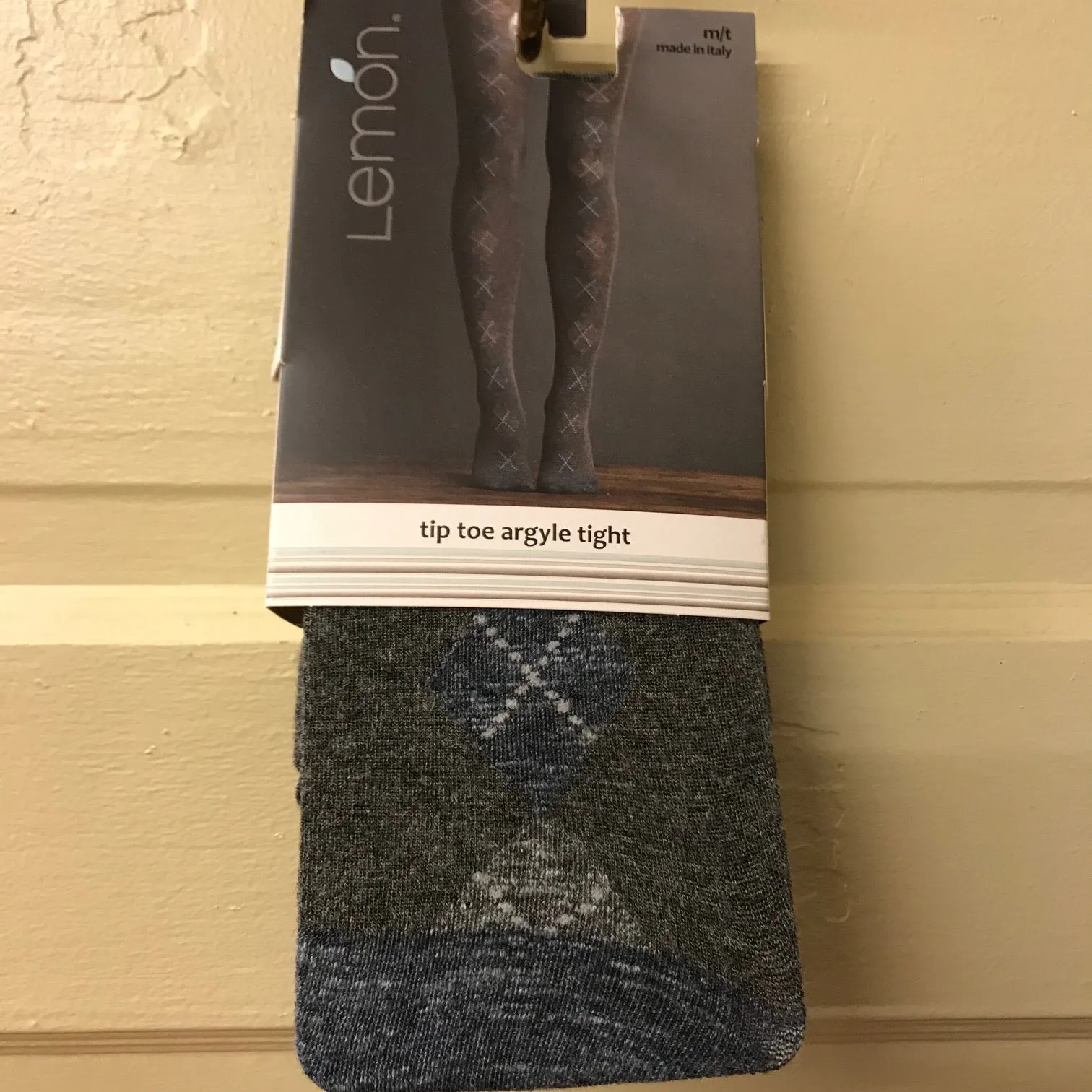 Women's Lemon Legwear | Tip Toe Argyle Tights | Graphite