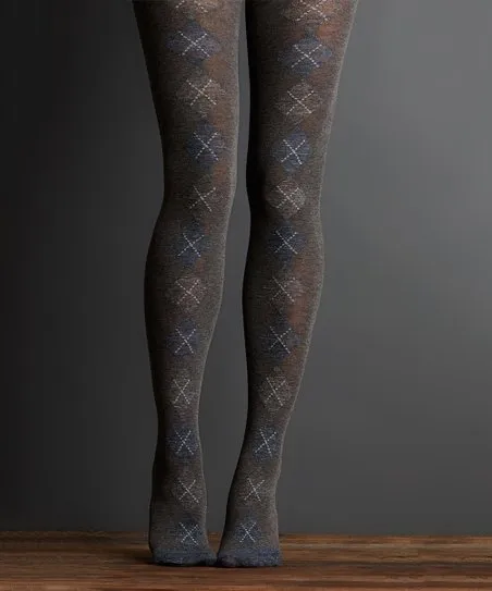 Women's Lemon Legwear | Tip Toe Argyle Tights | Graphite