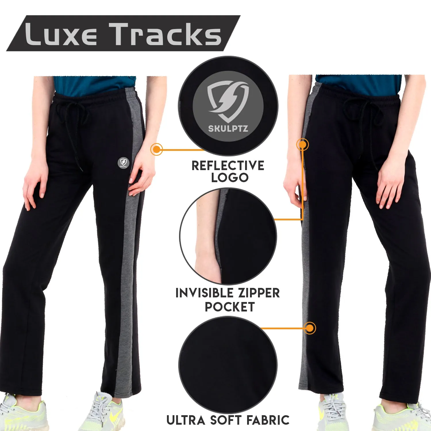 Womens Luxe Flared Track pants Black