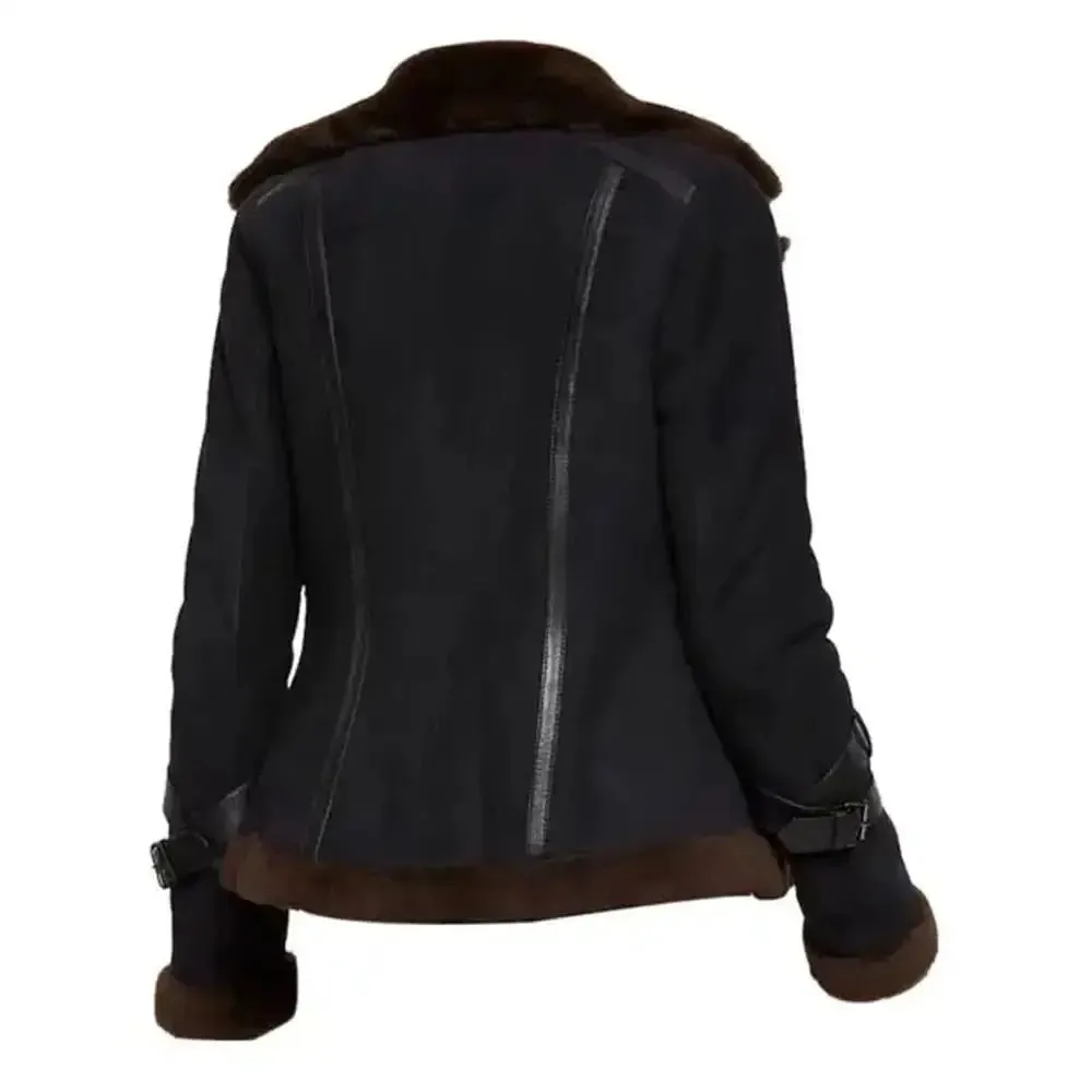 Women's Meghan Aviator Bomber Fur Jacket - Stylish & Cozy
