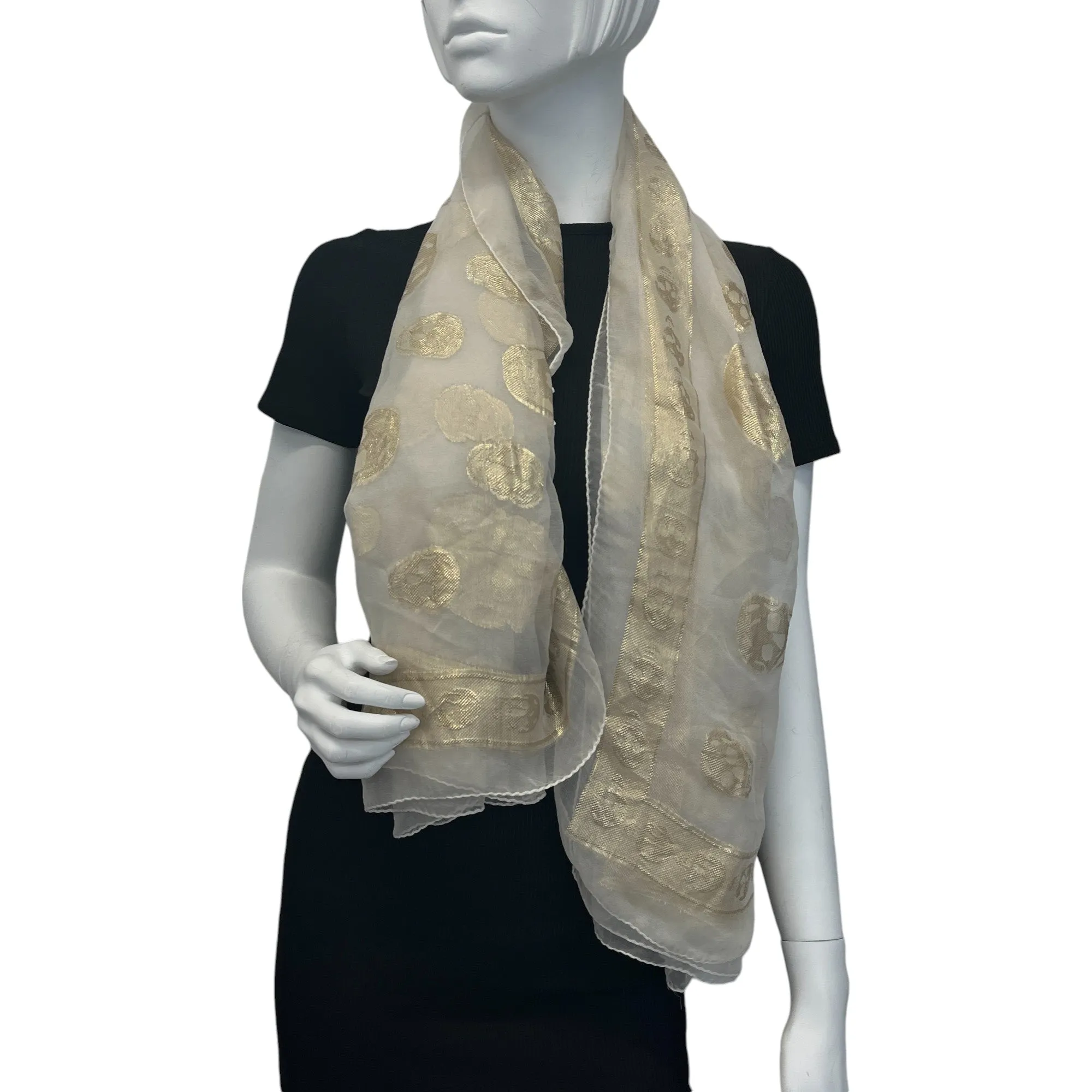Women's Skull Logo Scarf White
