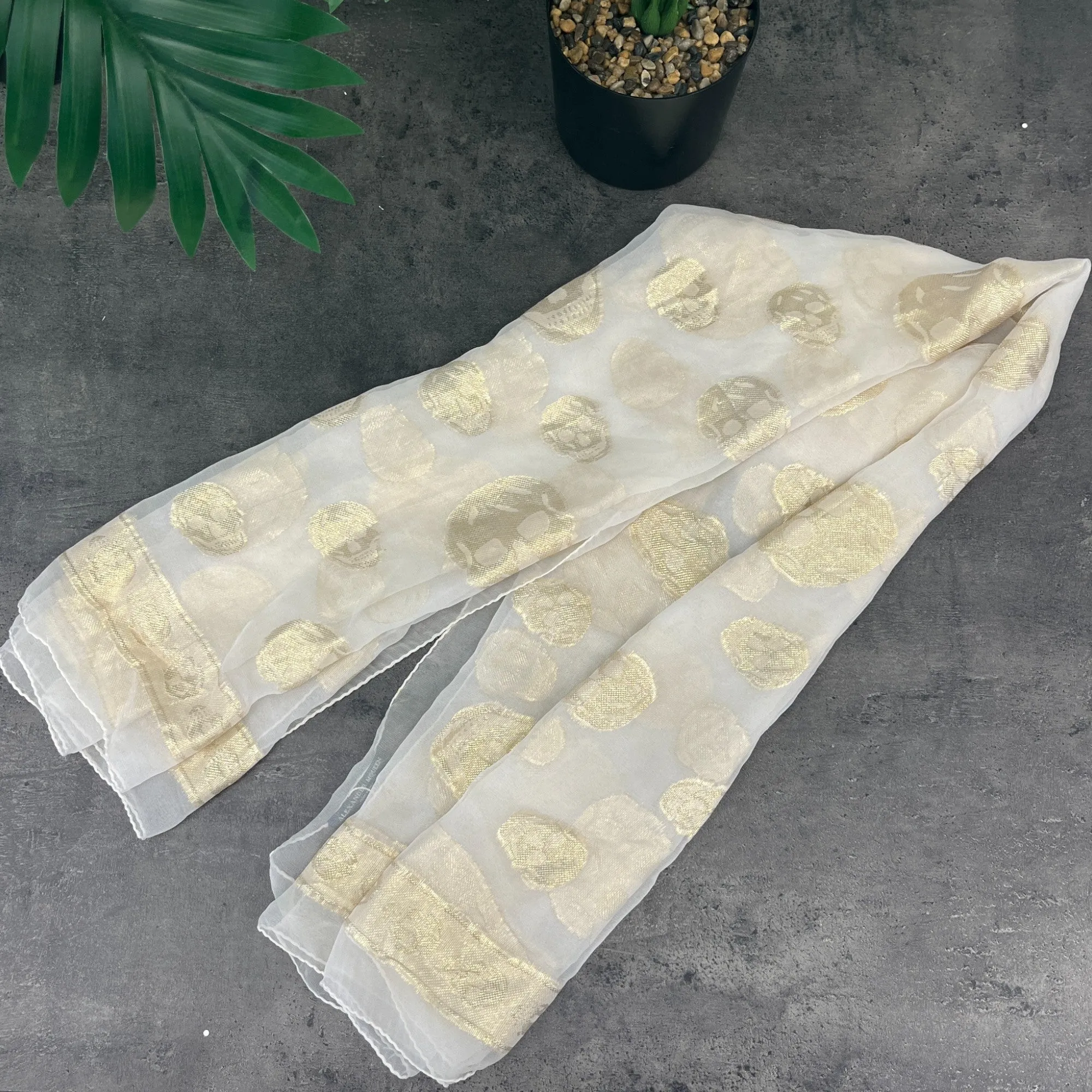 Women's Skull Logo Scarf White