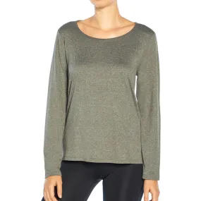 Women's Solid Long Sleeve Sport Top,Grey