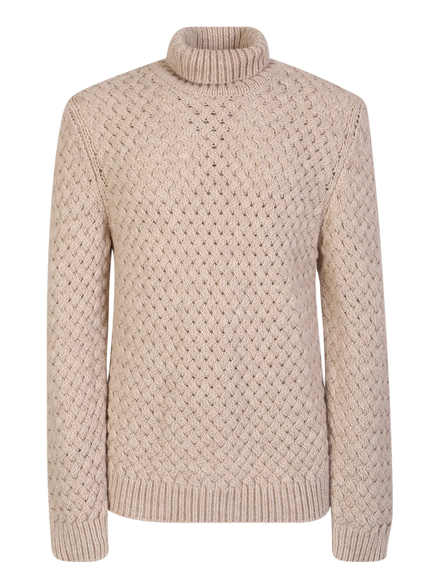 Woven knit pullover ivory
