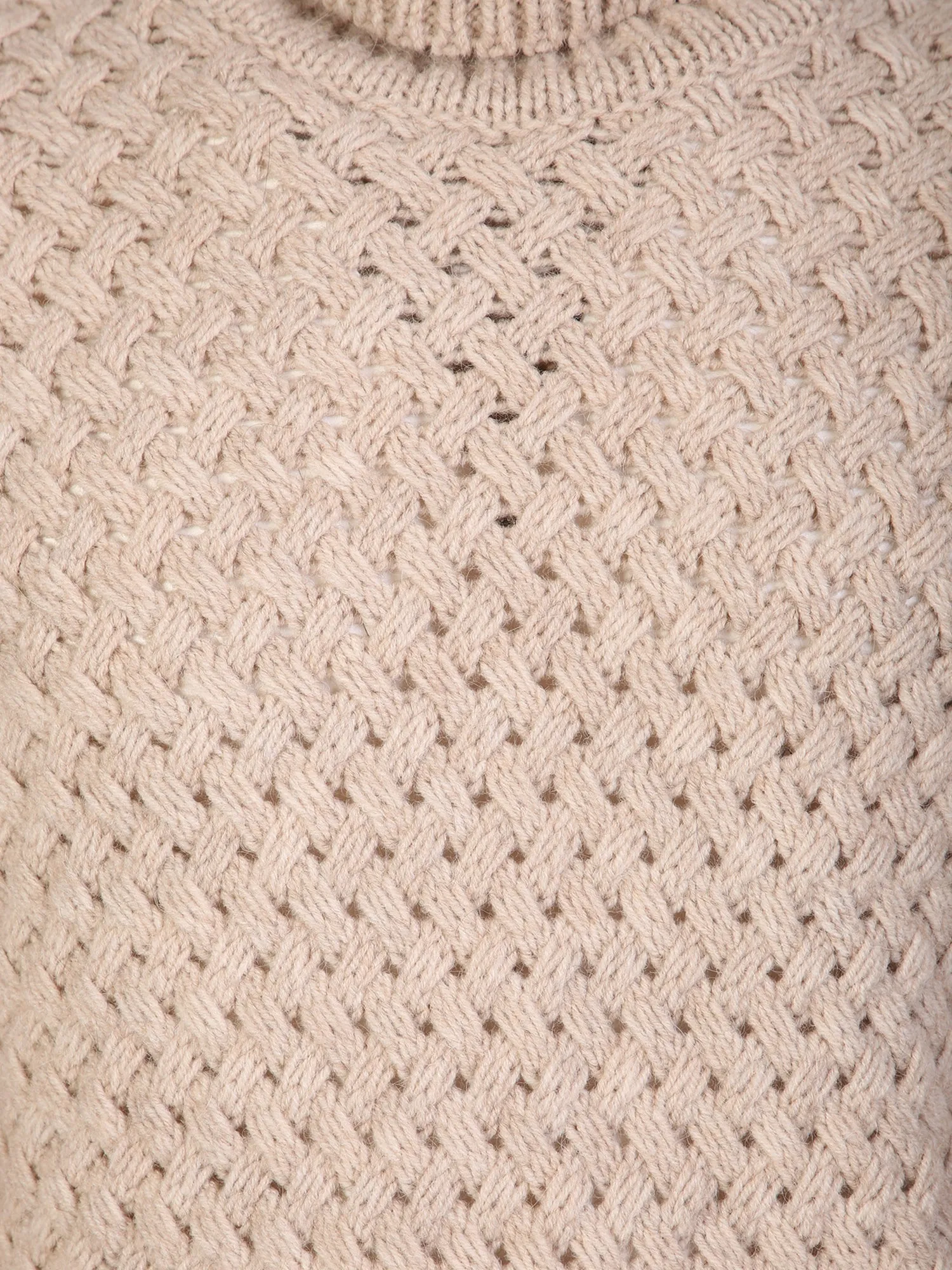 Woven knit pullover ivory