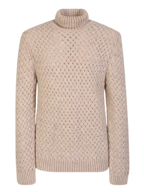 Woven knit pullover ivory
