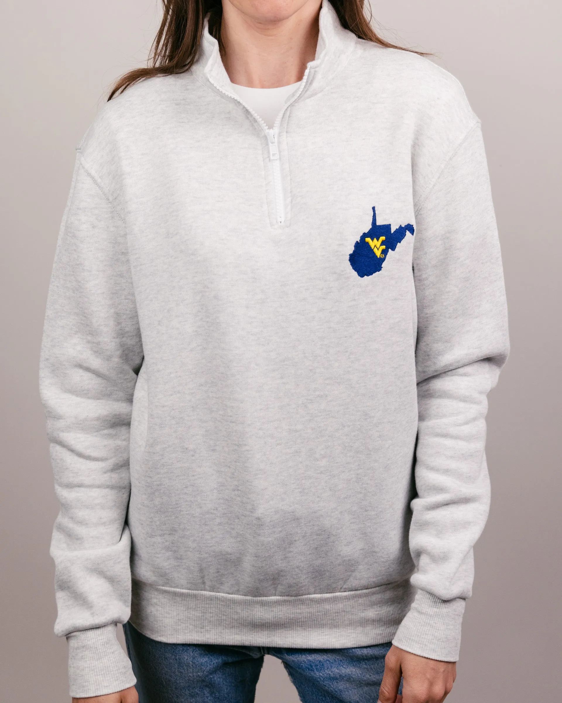 WVU Mountaineers Ash Grey Quarter Zip
