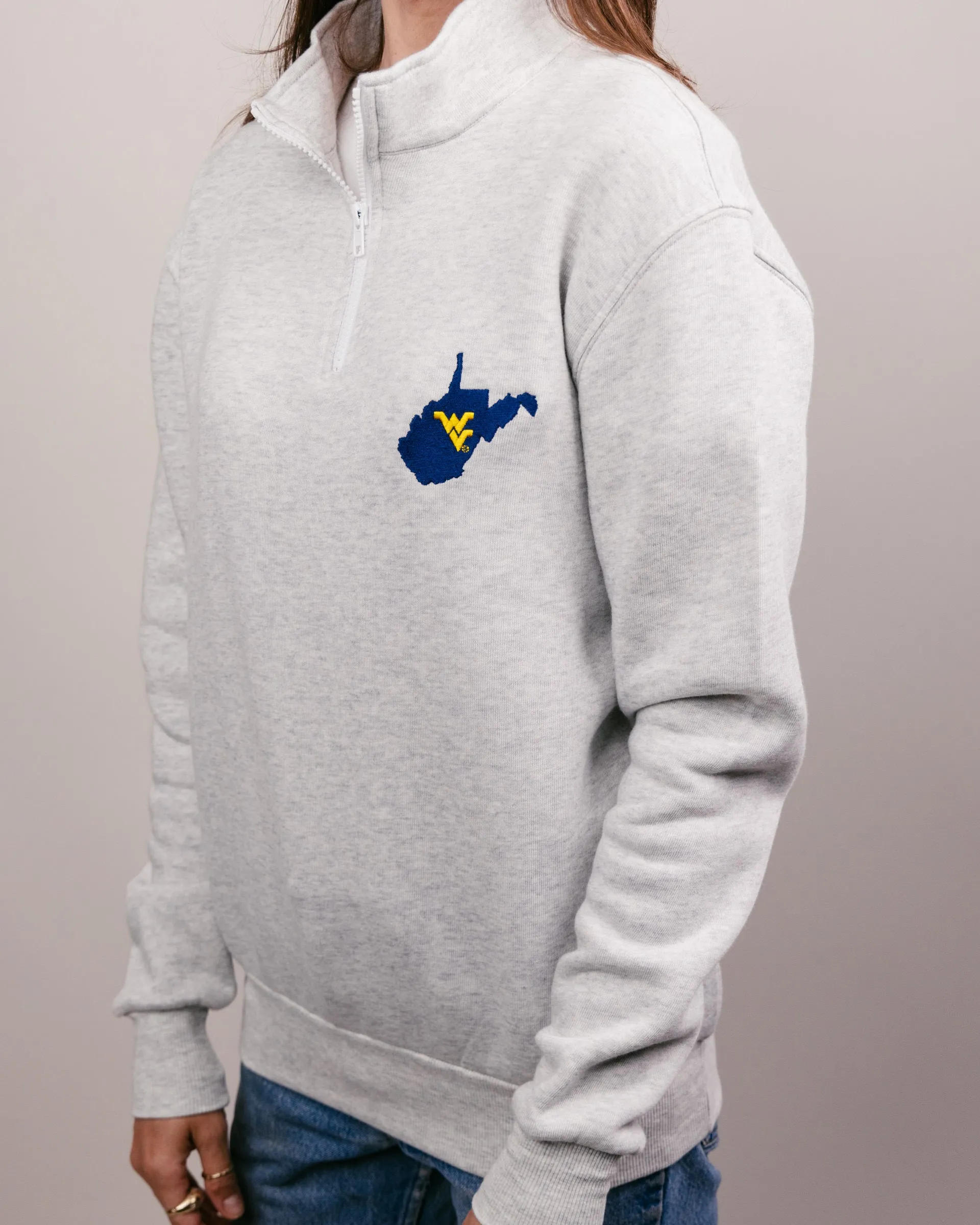 WVU Mountaineers Ash Grey Quarter Zip