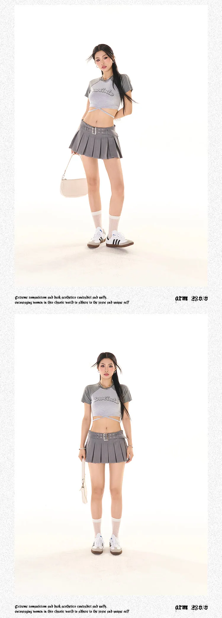 Zerocircle Contrast Color Short Sleeve Lace Tie Cropped Top